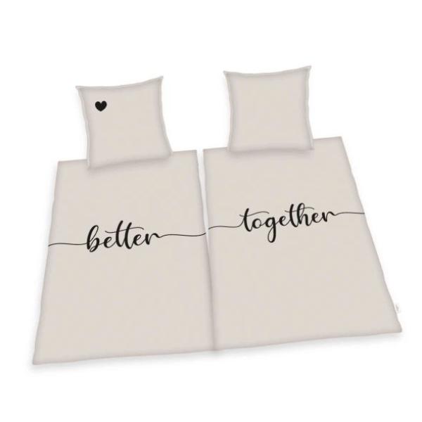 Partnerbettwäsche beige Bettwäsche Set Partner HERDING HOME